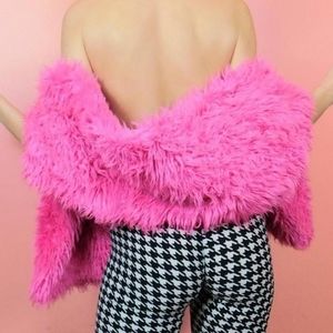 Hot Pink Faux Fur Wrap